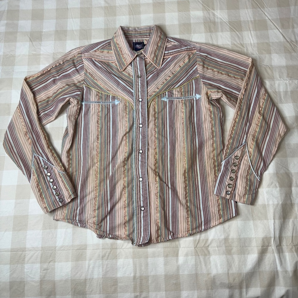 CRUEL GIRL Girls Long Sleeve Pinstripe Pearlsnap